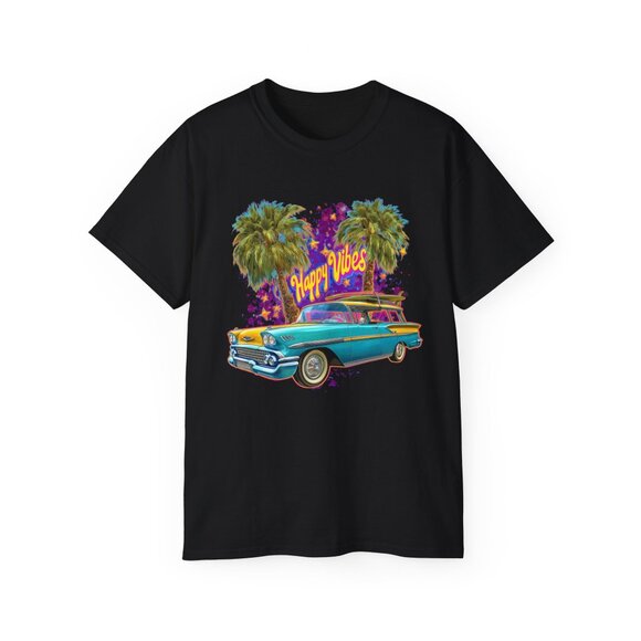 Happy Vibes - 1958 Chevy Wagon - T-Shirt - Picture 1 of 3